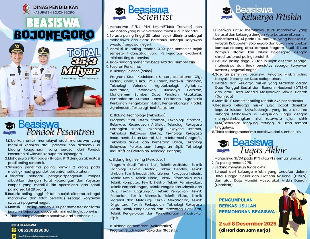 Pemkab Bojonegoro Sediakan Beasiswa Rp35,3 Miliar untuk Warga Ber-NIK Bojonegoro